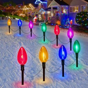 10 LED Outdoor Christmas Decorations - Multicolored Large Bulbs