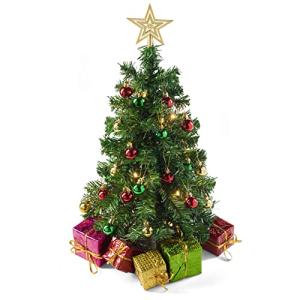 Mini Christmas Tree Set: Warm-White Lights, Star Topper
