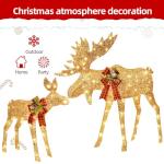 Gold Moose Family Lighted Christmas Decoration Set