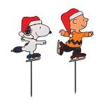 Peanuts Skating Christmas Pathway Markers - Set of 4