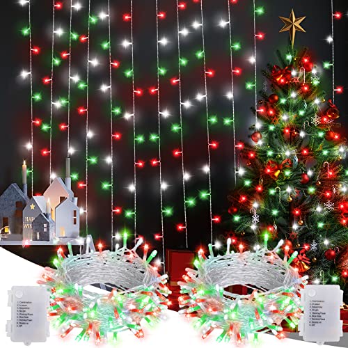 2 Pack 100 LED Festive Christmas String Lights
