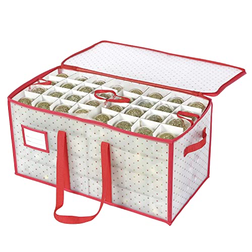 128-Slot Plastic Christmas Ornament Storage Box - Dual Zipper
