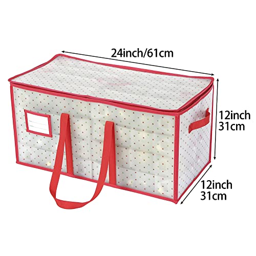 128-Slot Plastic Christmas Ornament Storage Box - Dual Zipper
