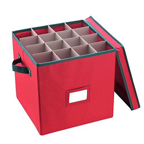 Red Elf Stor Christmas Box: Adjustable Dividers, Lid