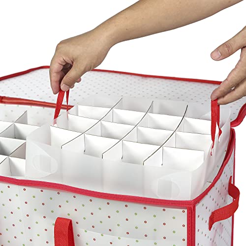 128-Slot Plastic Christmas Ornament Storage Box - Dual Zipper