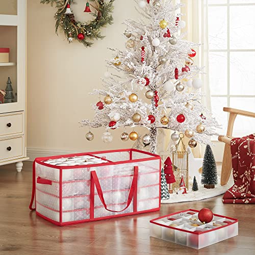 Large Christmas Ornament Storage Box, 8 Trays, 128 Slots