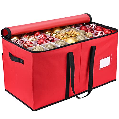 Christmas Ornament Storage Box with Adjustable Dividers