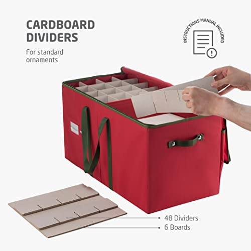 ZOBER Large Christmas Ornament Storage Box - 128 Ornaments