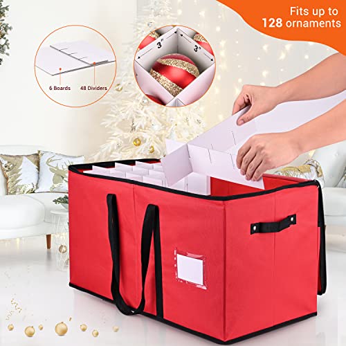 Christmas Ornament Storage Box with Adjustable Dividers