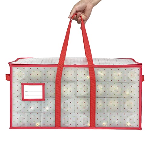 128-Slot Plastic Christmas Ornament Storage Box - Dual Zipper