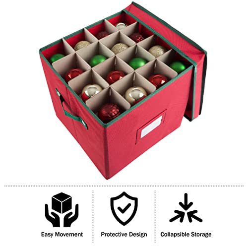 Red Elf Stor Christmas Box: Adjustable Dividers, Lid