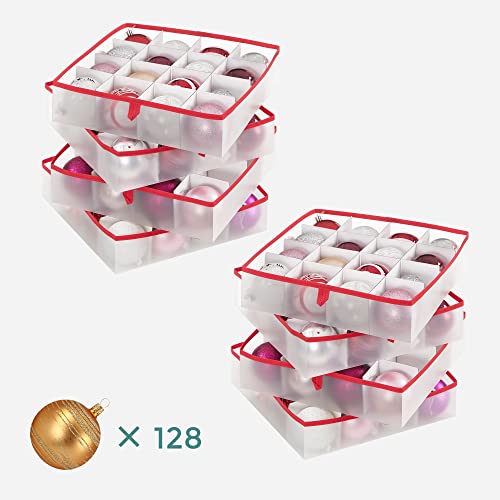 Large Christmas Ornament Storage Box, 8 Trays, 128 Slots