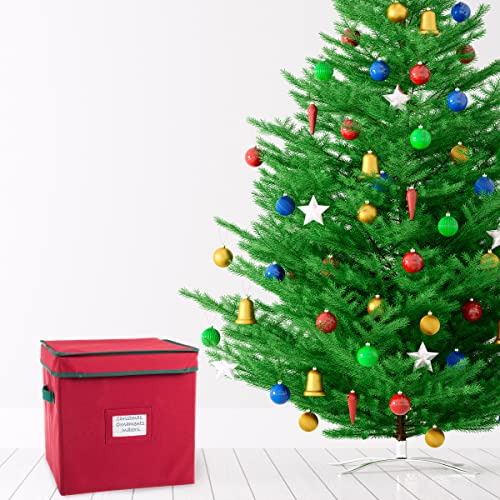 Red Elf Stor Christmas Box: Adjustable Dividers, Lid