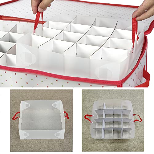 128-Slot Plastic Christmas Ornament Storage Box - Dual Zipper