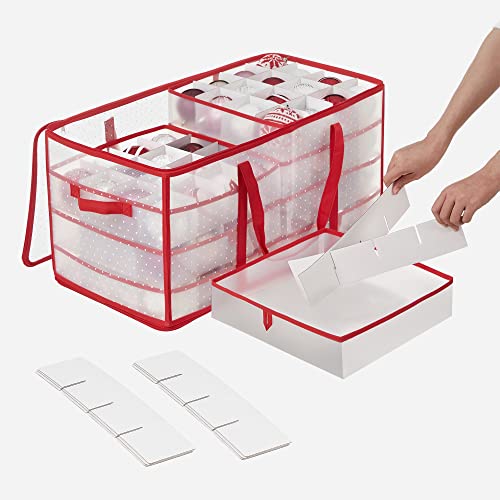 Large Christmas Ornament Storage Box, 8 Trays, 128 Slots