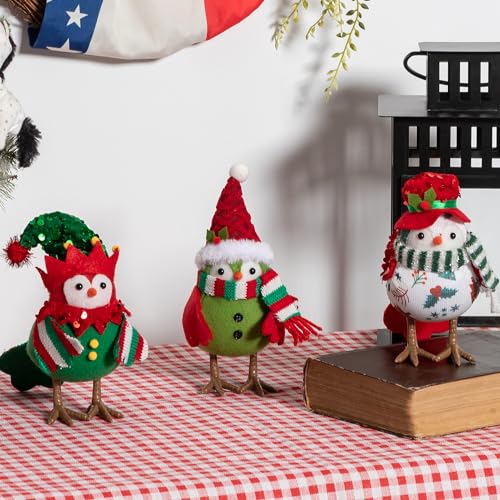 Festive Christmas Birds, Set of 3 Table Decorations