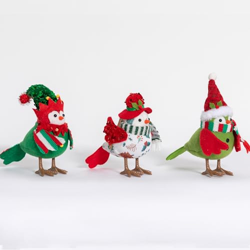 Festive Christmas Birds, Set of 3 Table Decorations