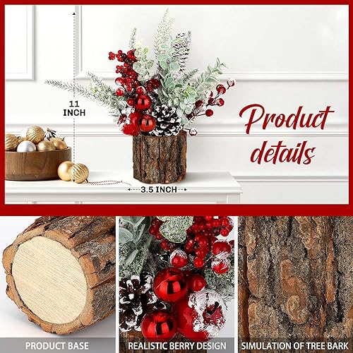 Tabletop Christmas Tree with Holiday Ornaments and Decor