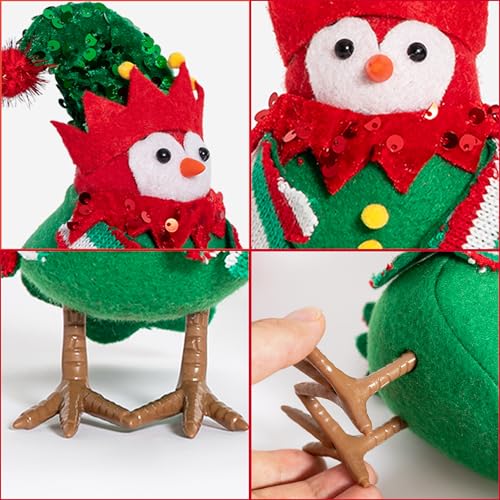 Festive Christmas Birds, Set of 3 Table Decorations