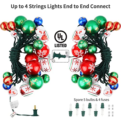 28ft Christmas Ball Ornaments & String Lights