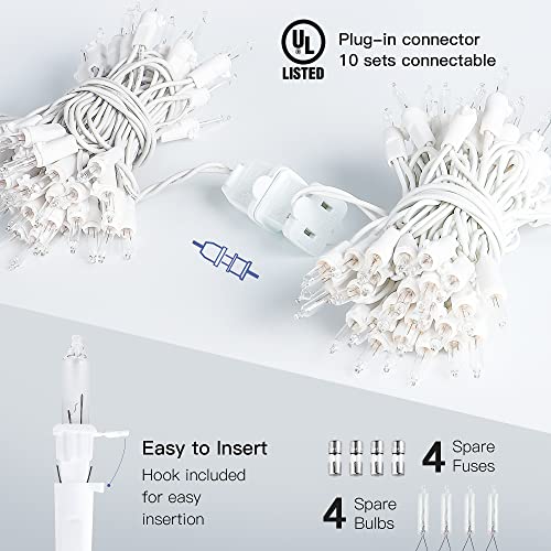 Clear Christmas Lights for Holiday Decorations - 2PACK