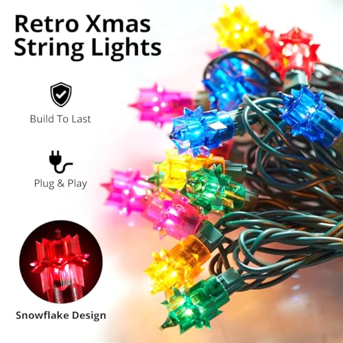 Colorful Retro Christmas Tree Lights, 18 Feet
