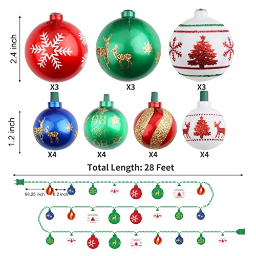 28ft Christmas Ball Ornaments & String Lights