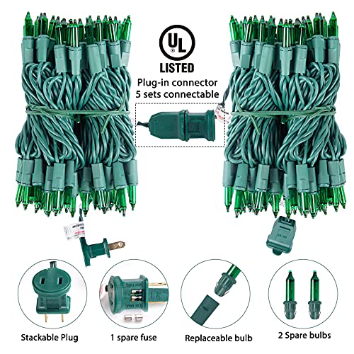 Green Fairy Lights for Christmas Decoration, 100 Count