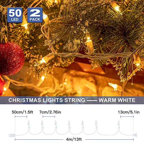 Clear Christmas Lights for Holiday Decorations - 2PACK