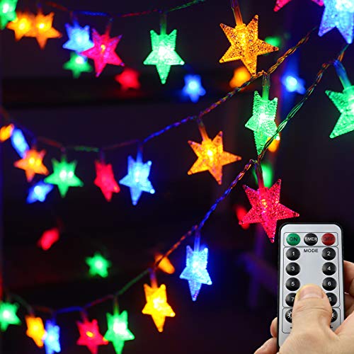 Multicolor Christmas Star Fairy Lights, 50LED, Remote Control