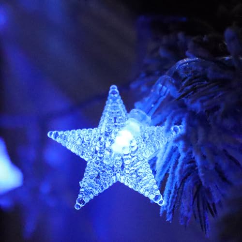 Blue Christmas Star String Lights - 20 FT