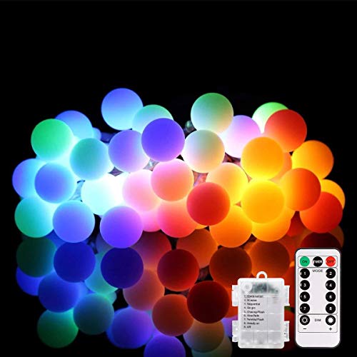 ALOVECO Multicolor LED Christmas Lights - 50 LEDs, Remote-Controlled, Waterproof