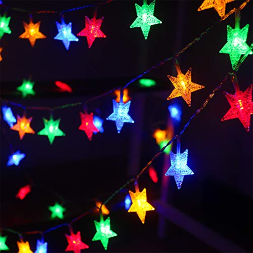 Multicolor Christmas Star Fairy Lights, 50LED, Remote Control