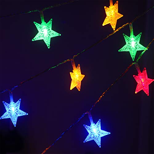 Multicolor Christmas Star Fairy Lights, 50LED, Remote Control