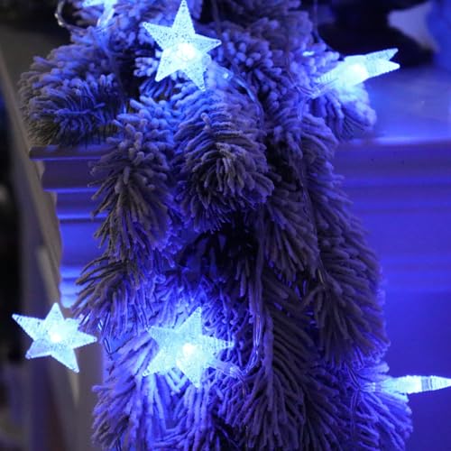 Blue Christmas Star String Lights - 20 FT