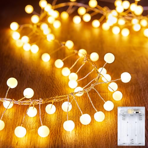 Christmas Globe String Lights Battery Operated, Warm White