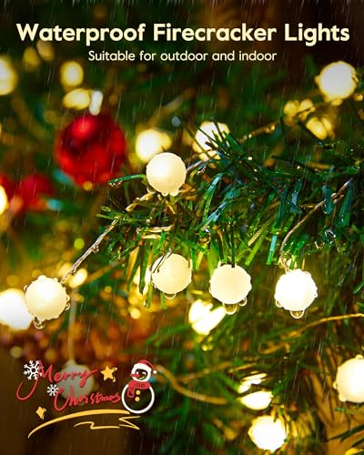 Christmas Globe String Lights Battery Operated, Warm White