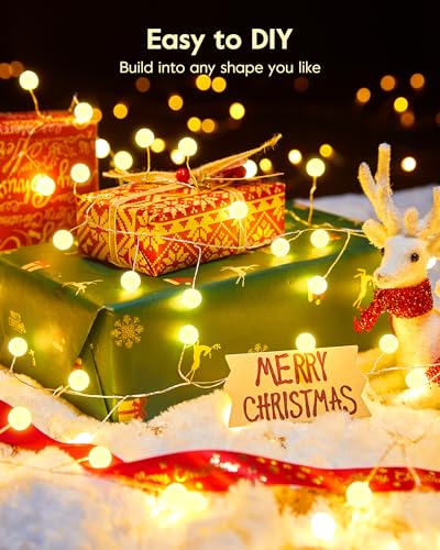 Christmas Globe String Lights Battery Operated, Warm White