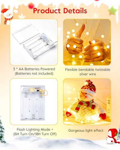 Christmas Globe String Lights Battery Operated, Warm White