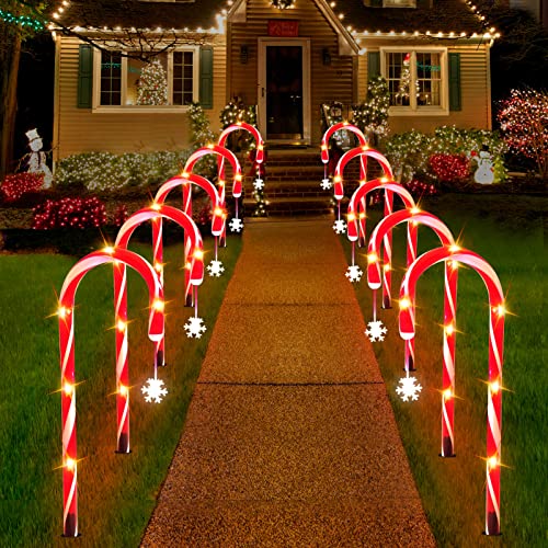 10pcs Candy Cane Lights - Christmas Outdoor Decor
