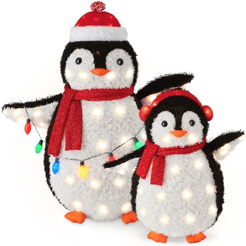 3ft Lighted Penguin Family Christmas Decoration w/ 150 LEDs