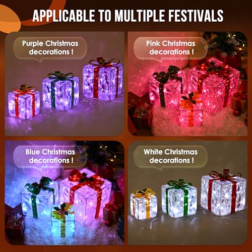 Lighted Gift Boxes: Smart Luxury Christmas Decor (Pink, Blue, White)
