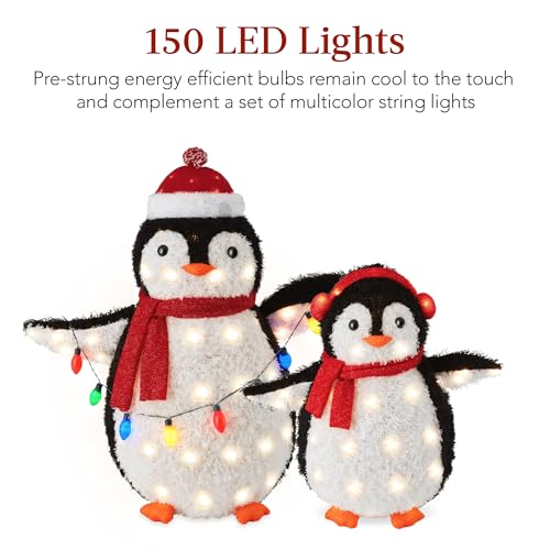 3ft Lighted Penguin Family Christmas Decoration w/ 150 LEDs