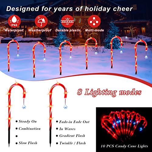 10pcs Candy Cane Lights - Christmas Outdoor Decor