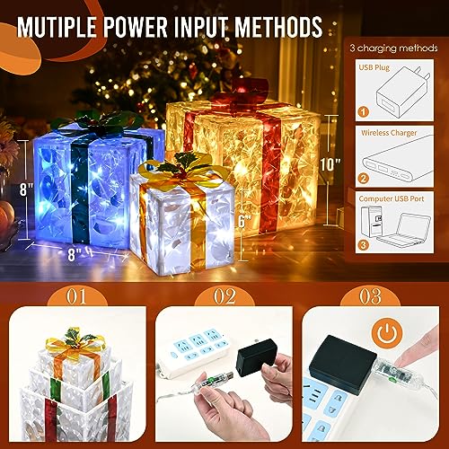 Lighted Gift Boxes: Smart Luxury Christmas Decor (Pink, Blue, White)