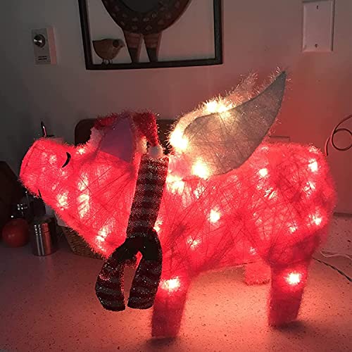 25" x 19" Pink Pig Christmas Decoration