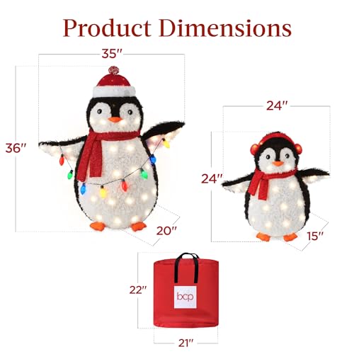 3ft Lighted Penguin Family Christmas Decoration w/ 150 LEDs