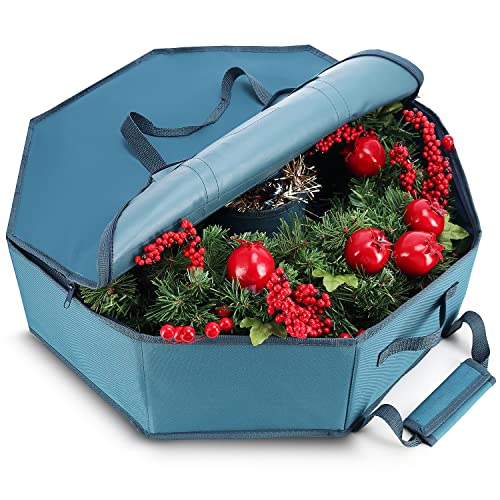 Premium Christmas Wreath Storage: 24" Box with Pockets