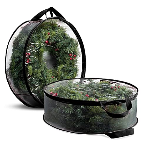 Christmas Wreath Storage: 24" Plastic Bag - 2 Pack