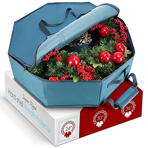 Premium Christmas Wreath Storage: 24" Box with Pockets